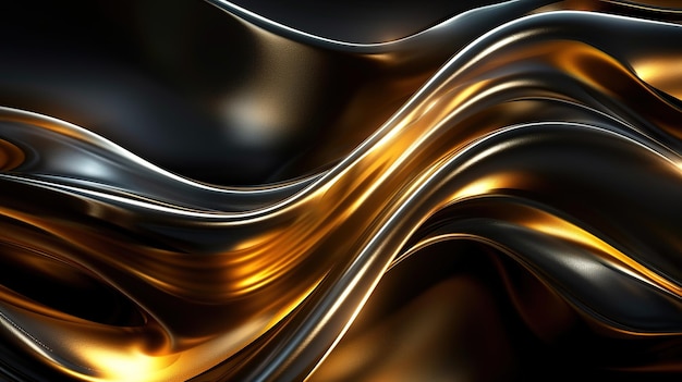 eleganckie czarne tło z falą złotą linią nowoczesny luksus
