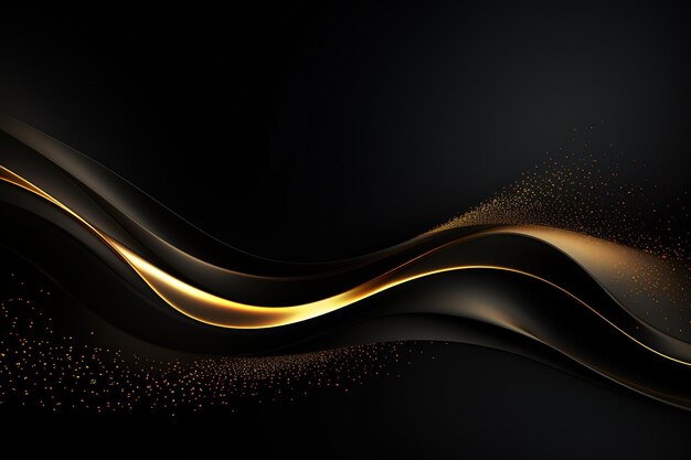 Zdjęcie eleganckie czarne tło z falą złotą linią nowoczesny luksus