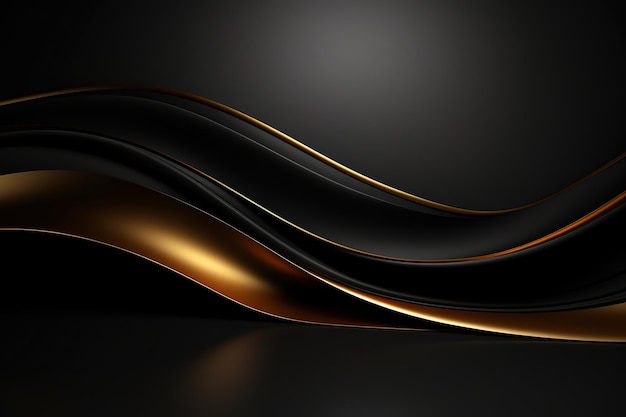 eleganckie czarne tło z falą złotą linią nowoczesny luksus