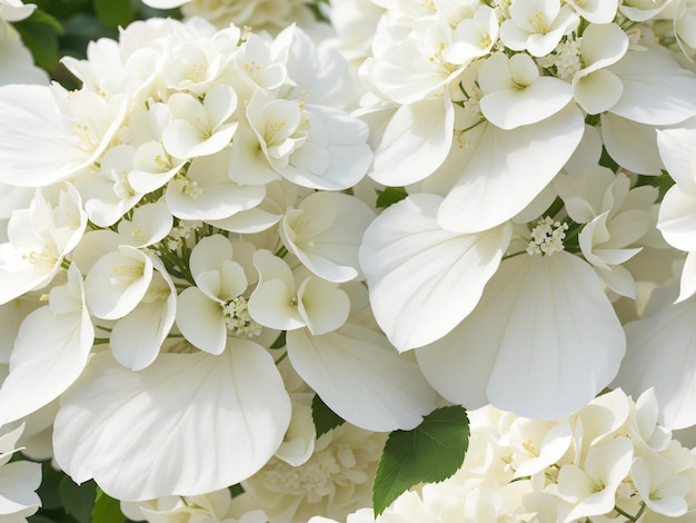 Eleganckie estetyczne białe kwiaty hortensji w pełnym rozkwicie