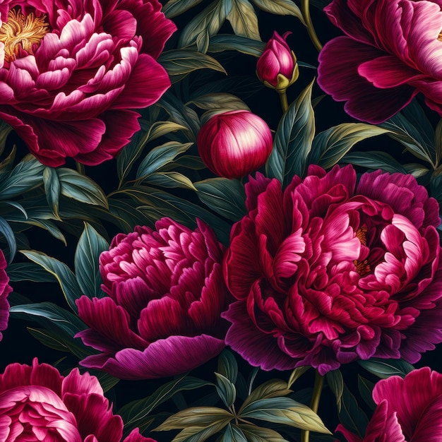 Eleganckie i romantyczne kwiaty piwonii wzór