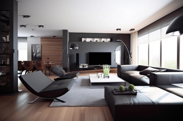 Eleganckie klasyczne wnętrze z sofą generatywną ai