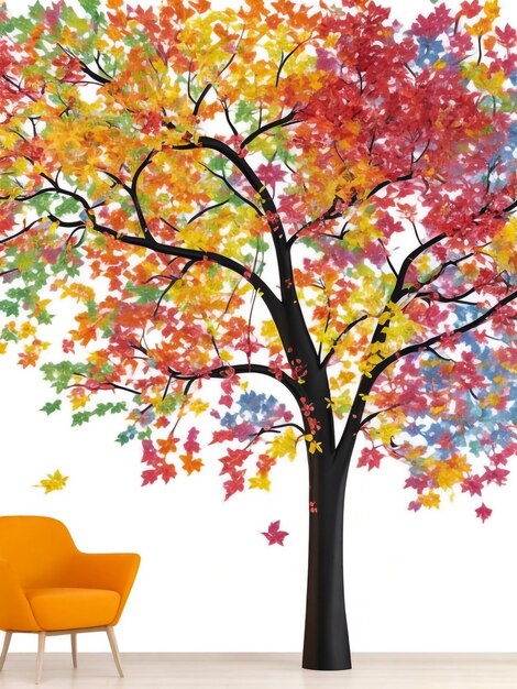 Eleganckie kolorowe drzewo z żywymi liśćmi