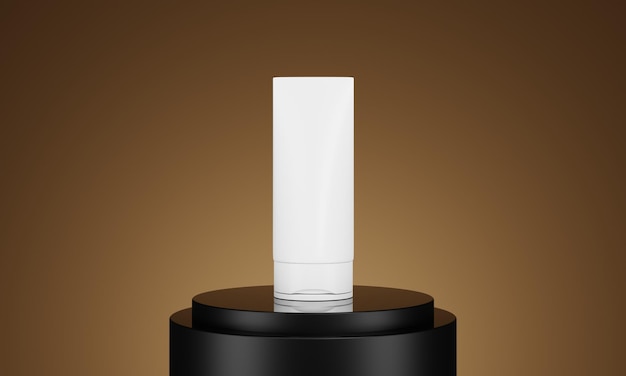 Eleganckie opakowanie do pielęgnacji skóry i kosmetyki na czarnym podium dla makiety produktu lub marki3d renderowania ilustracji produktu