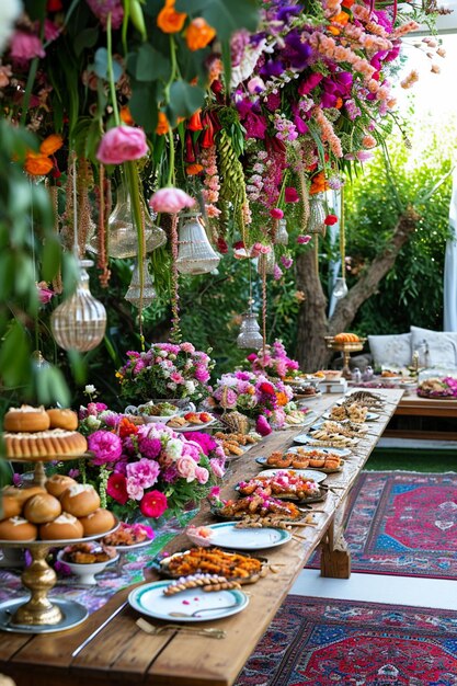 eleganckie perskie przyjęcie w ogrodzie przygotowane na Nowruz