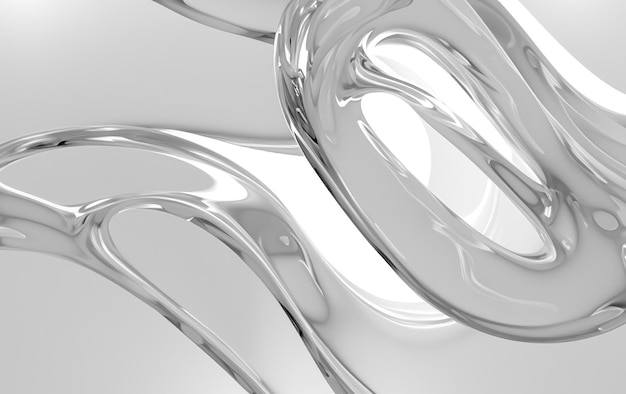 Eleganckie półprzezroczyste piękno hipnotyzujący przepływ i promienne światło w abstrakcyjnym białym szkle 3D Renderuj tapetę