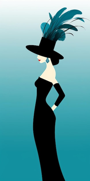 Zdjęcie eleganckie retro hollywood glamour kobiece kreskówki w czarnej sukience