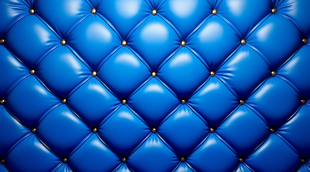 Elegancko zaprojektowana sofa z miękką niebieską skórzaną tapicerką