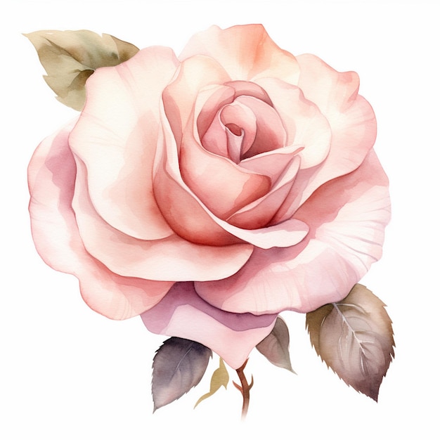 Elegantna akwarela Blush Rose Clipart Bloom