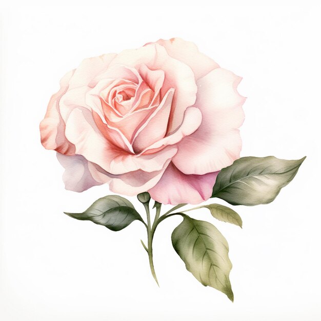 Zdjęcie elegantna akwarela blush rose clipart bloom