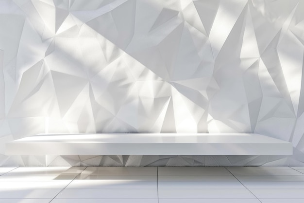Elegantna futurystyczna geometryczna scena z białym drewnianym tłem