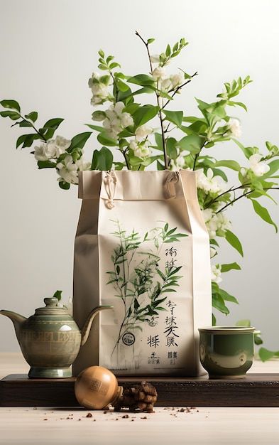 Elegantna hongkońska soja Zielona herbata orzeszki ziemne Sezam fig konserwować Emer Trending Background Layout