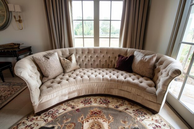 Zdjęcie elegantna kanapa w luksusowym wnętrzu.