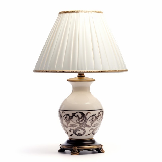 Elegantna lampa Johna Wilhelma ciemno biała i ciemno złota lampa stołowa z ozdobnym cieniem