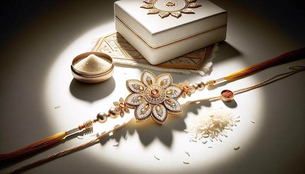 Zdjęcie elegantna rakhi symbolizuje tradycję miłości, cenne wspomnienia, wzmacniające więzi na raksha bandhan.