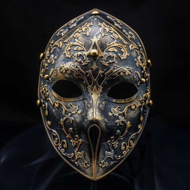 Elegantna złota maska na ciemnym tle