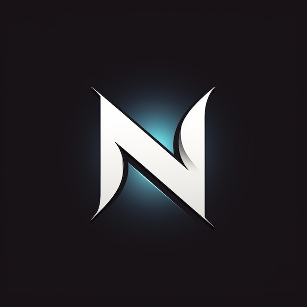 Elegantne logo z literą N z realistycznym światłem i cieniem