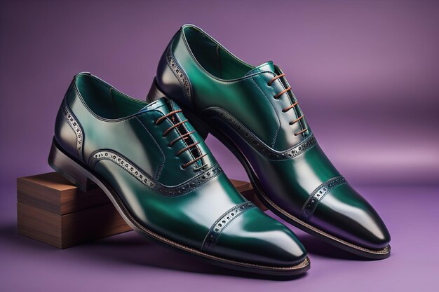 Elegantne męskie buty na fioletowym tle