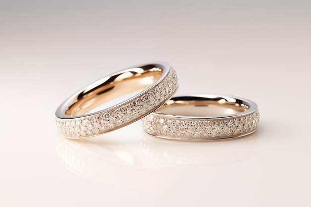 Elegantne pierścienie ślubne z diamentem na odblaskowej powierzchni