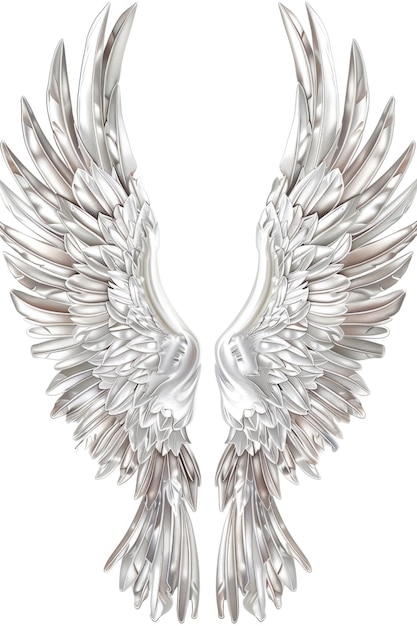 Zdjęcie elegantne srebrne skrzydła na czystym białym tle doskonałe do różnych projektów projektowych