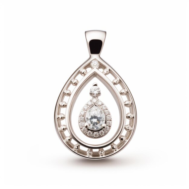 Elegantny diament w kształcie łzy w białym i akwamarynowym