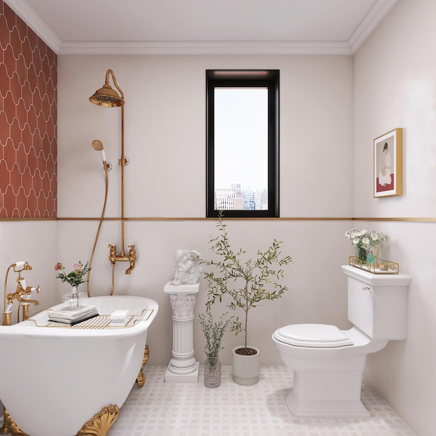 Elegantny i luksusowy projekt łazienki z vintage akcentami