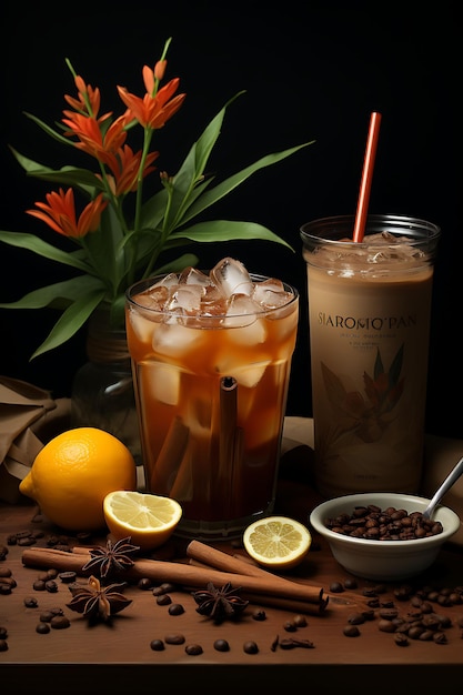 Elegantny indonezyjski Wedang Jahe Imbir Cloves Cinnamon Sticks Warm Re Trending Background Layout