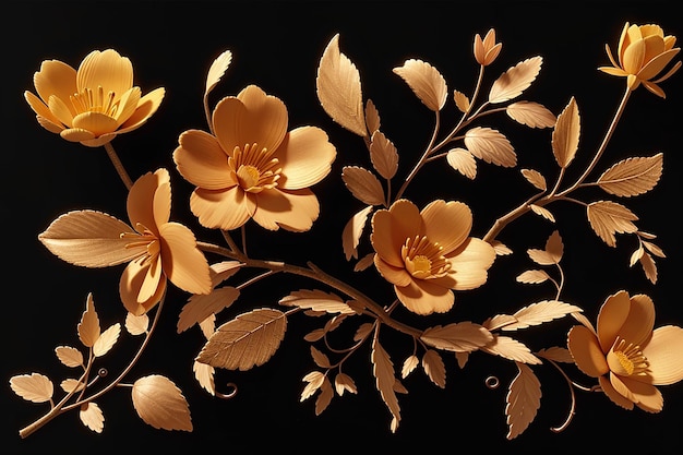 Elegantny złoty kwiat na czarnym luksusowym dekoracji