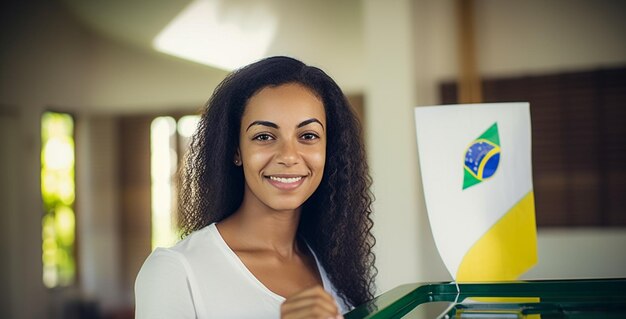 Eleitora Brasileira Em Uma Secao Wyborcze Głosowanie