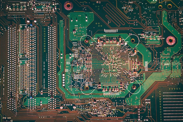 Elektroniczna zielona tekstura chipa komputerowego