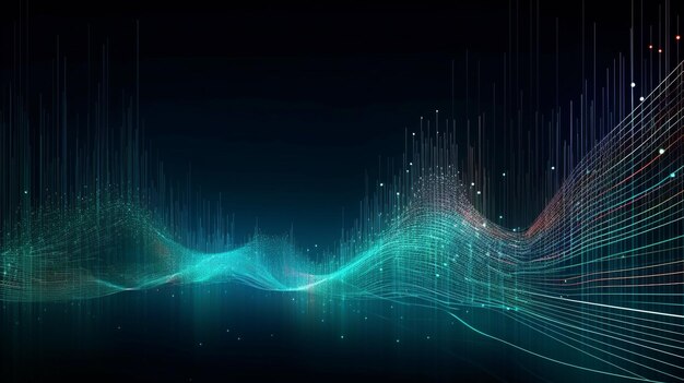 Elektroniczny przepływ danych w tle z wektorami Linia technologiczna Generatywna sztuczna inteligencja