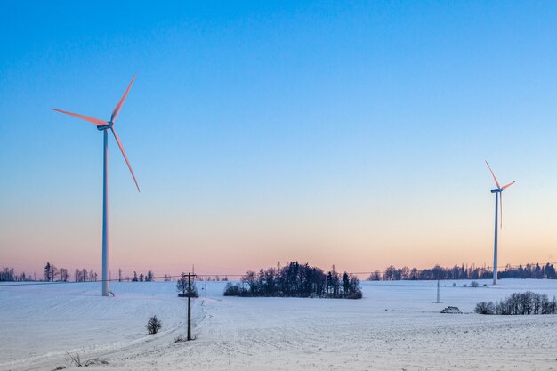 Elektrownie Wiatrowe W Polu O Wschodzie Słońca