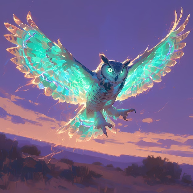 Elektryczna sowa latająca przez niebo