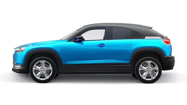Elektryczny innowacyjny SUV w kolorze metalicznym na białym tle renderowania 3d