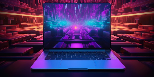 Elektryzujący elegancki neonowy laptop