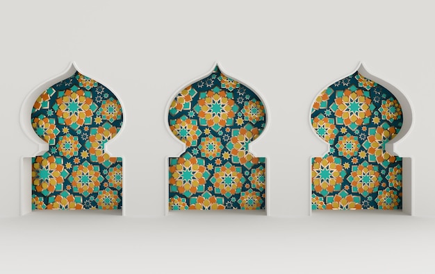 Element Meczetu Renderowania 3d W Ozdobnym Arabskim Stylu Architektury Islamu Ramadan Kareem