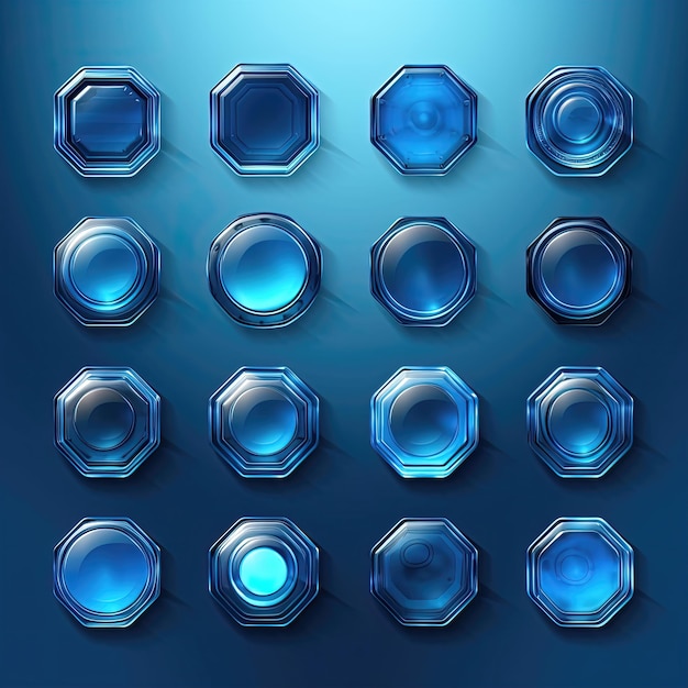element niebieski szklany przycisk ai wygenerowany zielony abstrakcyjny plastikowy nowoczesny znak okrągły element niebieski szklany przycisk ilustracja