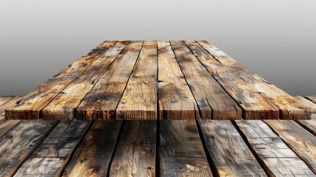 Element projektowania wnętrza wykonany z brązowych desek drewnianych wykonany na szczycie drewnianego stołu izolowanego na przezroczystym tle Realistyczna 3D nowoczesna ilustracja drewnianego projektu wnętrza stołu