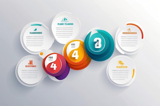 Elementy infograficzne z czterema etapami prezentacji Graf koncepcyjny planowania biznesowego