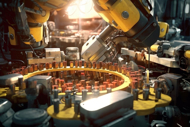 Elementy soczewki dostosowujące ramię robota na linii montażowej stworzone za pomocą generatywnego AI