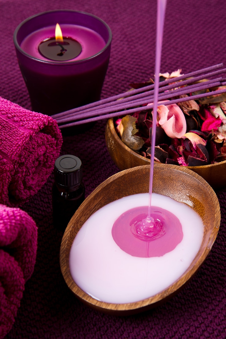 Zdjęcie elementy spa w kolorze różowym