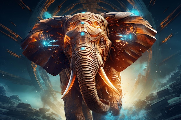 Elephant Epic Artystyczne arcydzieło Generacyjne AI