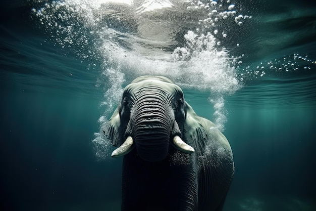 Elephant is underwater Beautiful illustrationobraz generatywna ai