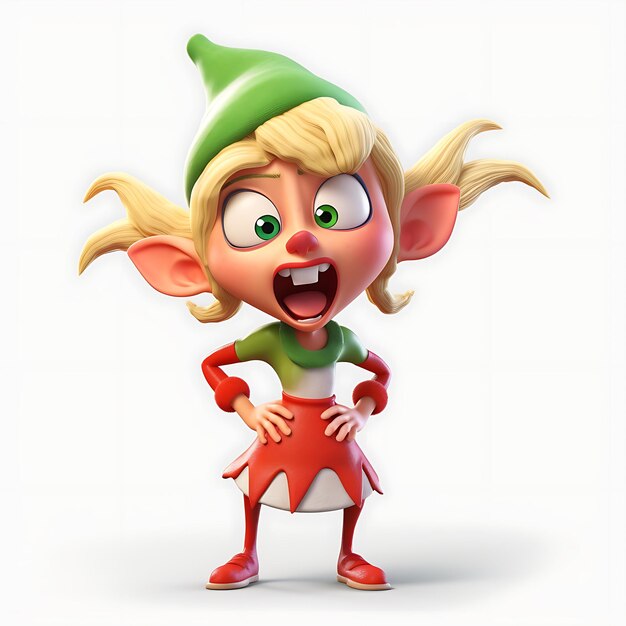 Elf Christmas 3D: Christmas Fairy Tale Character Elf 3D Illustration Merry Christmas: Elf Świąt Bożego Narodzenia