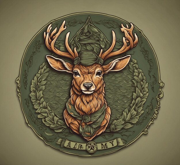 Zdjęcie emblemat heraldyczny z wizerunkiem jelenia ilustracja wektorowa