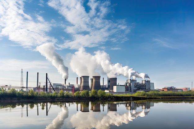 Emisja dwutlenku węgla z płonącej elektrowni węglowej