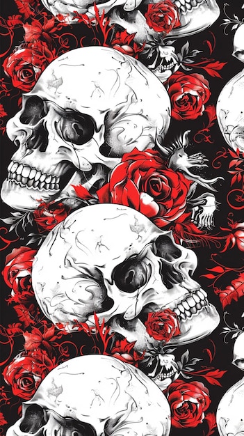Emo Grunge Aesthetic Gothic Skull Goth Halloween Vintage przerażająca czaszka Dead of the dead tekstura