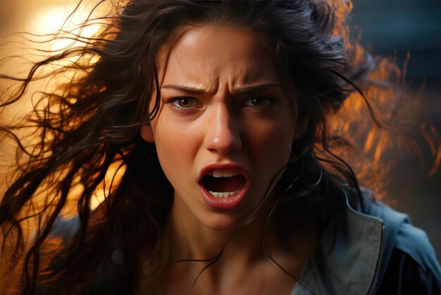 Zdjęcie emocja gniewu lub wściekłości młodej białej kobiety