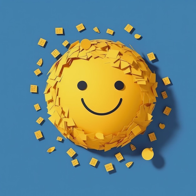 Emoji Fiesta w papierowej ilustracji 3D w stylu rzemiosła na obchody Światowego Dnia Emoji