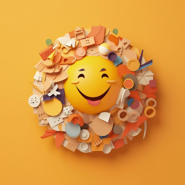 Zdjęcie emoji fiesta w papierowej ilustracji 3d w stylu rzemiosła na obchody światowego dnia emoji